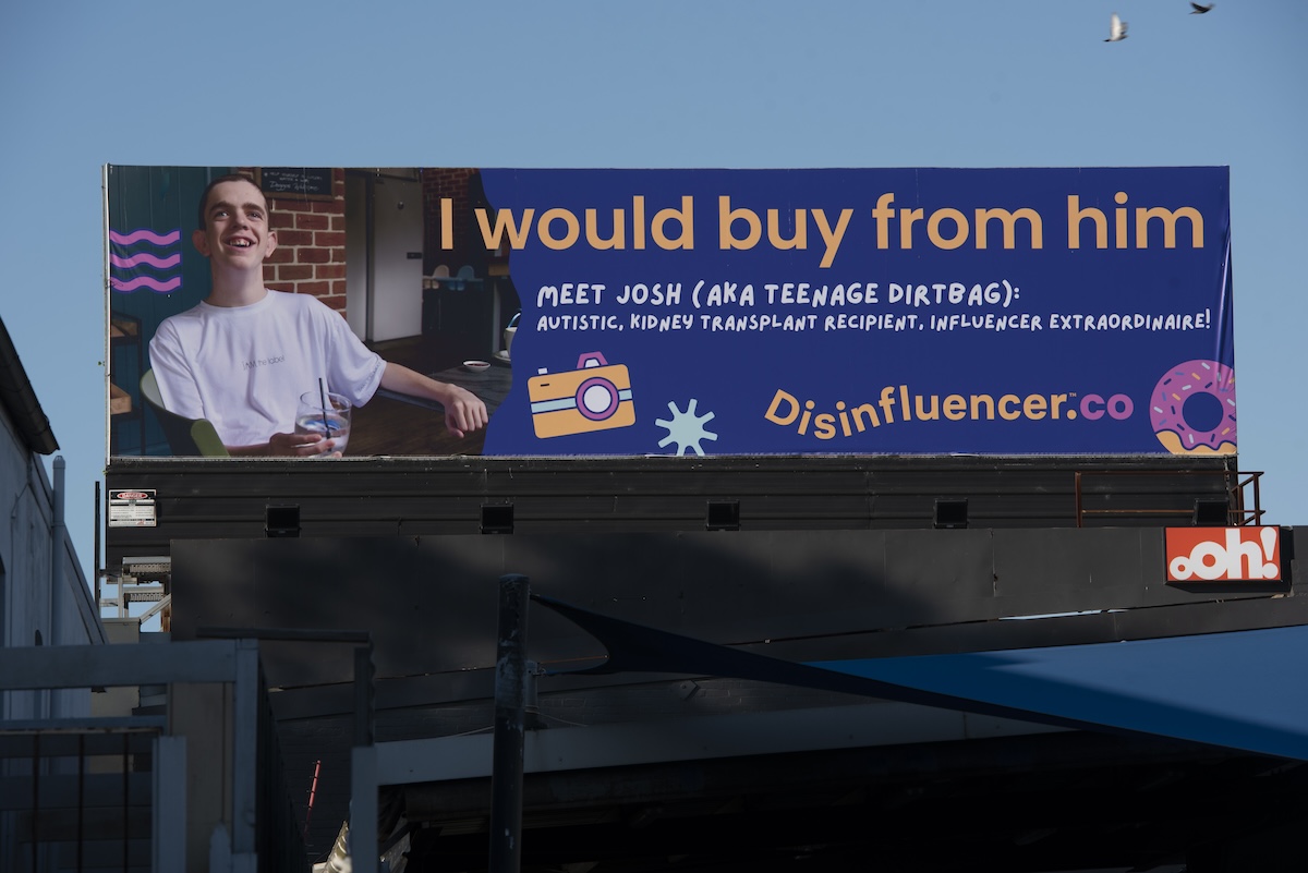 Disinfluencer launches with crowdfunded billboard, offering a path to inclusion