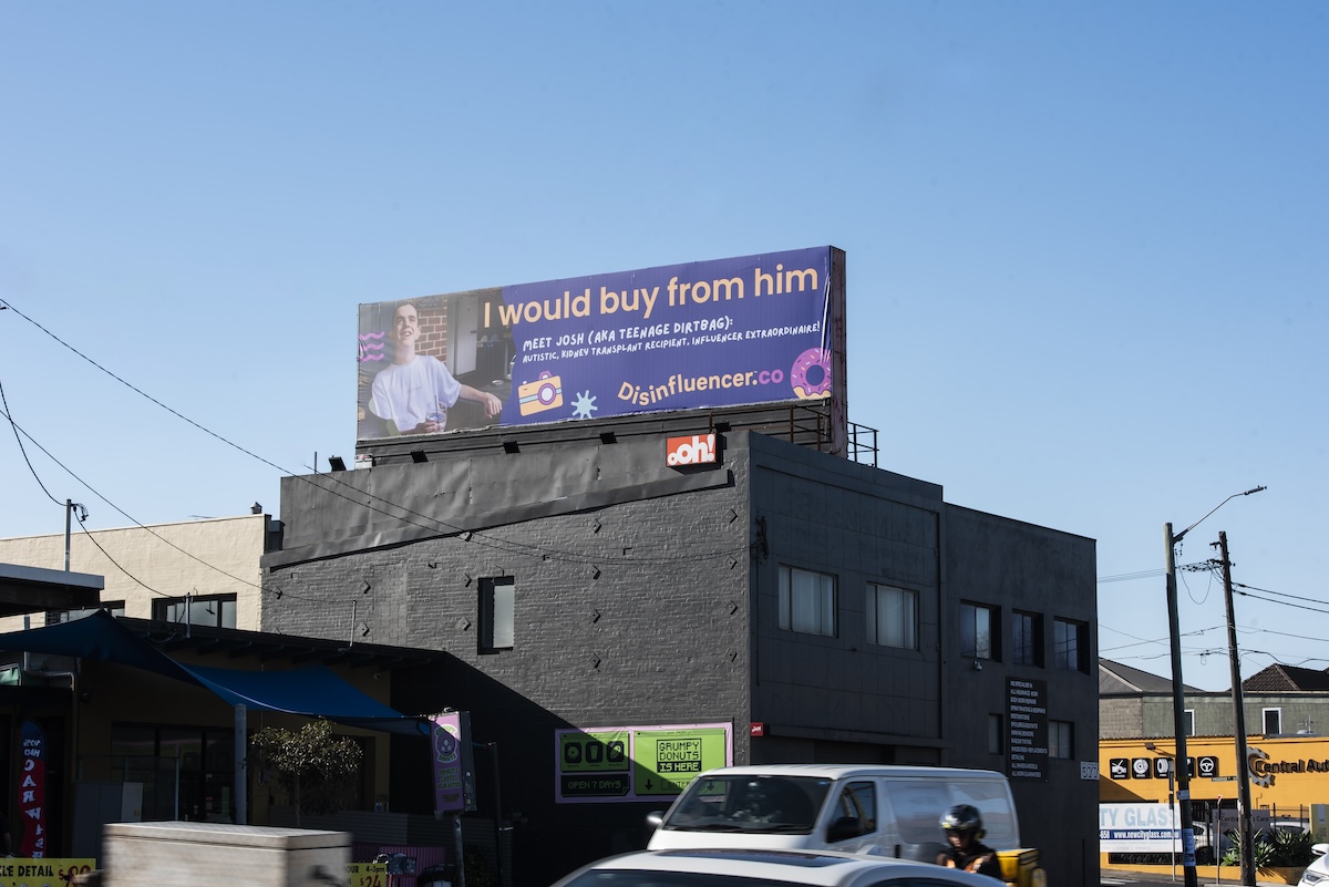 Disinfluencer launches with crowdfunded billboard, offering a path to inclusion